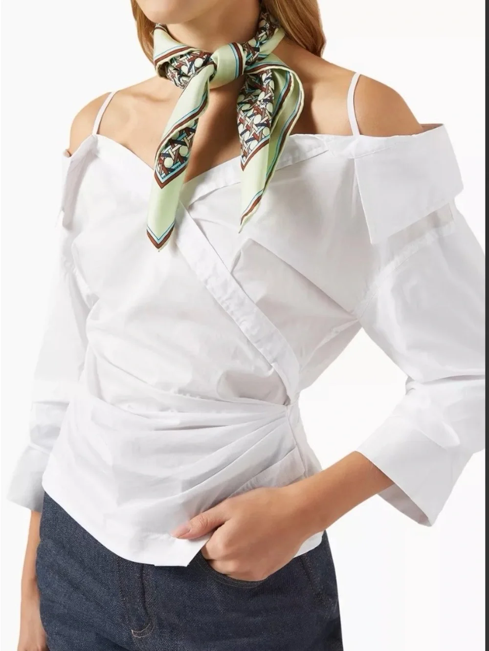 Tory Burch Basket-Weave Logo Neckerchief